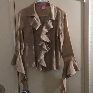 Cute ruffles button up blouse